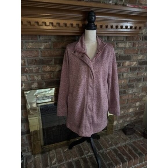 Lands End Pink Fleece Jacket Size Large Super Soft Inside - Picture 1 of 9